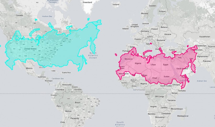 Россия по сравнению с Африкой и США